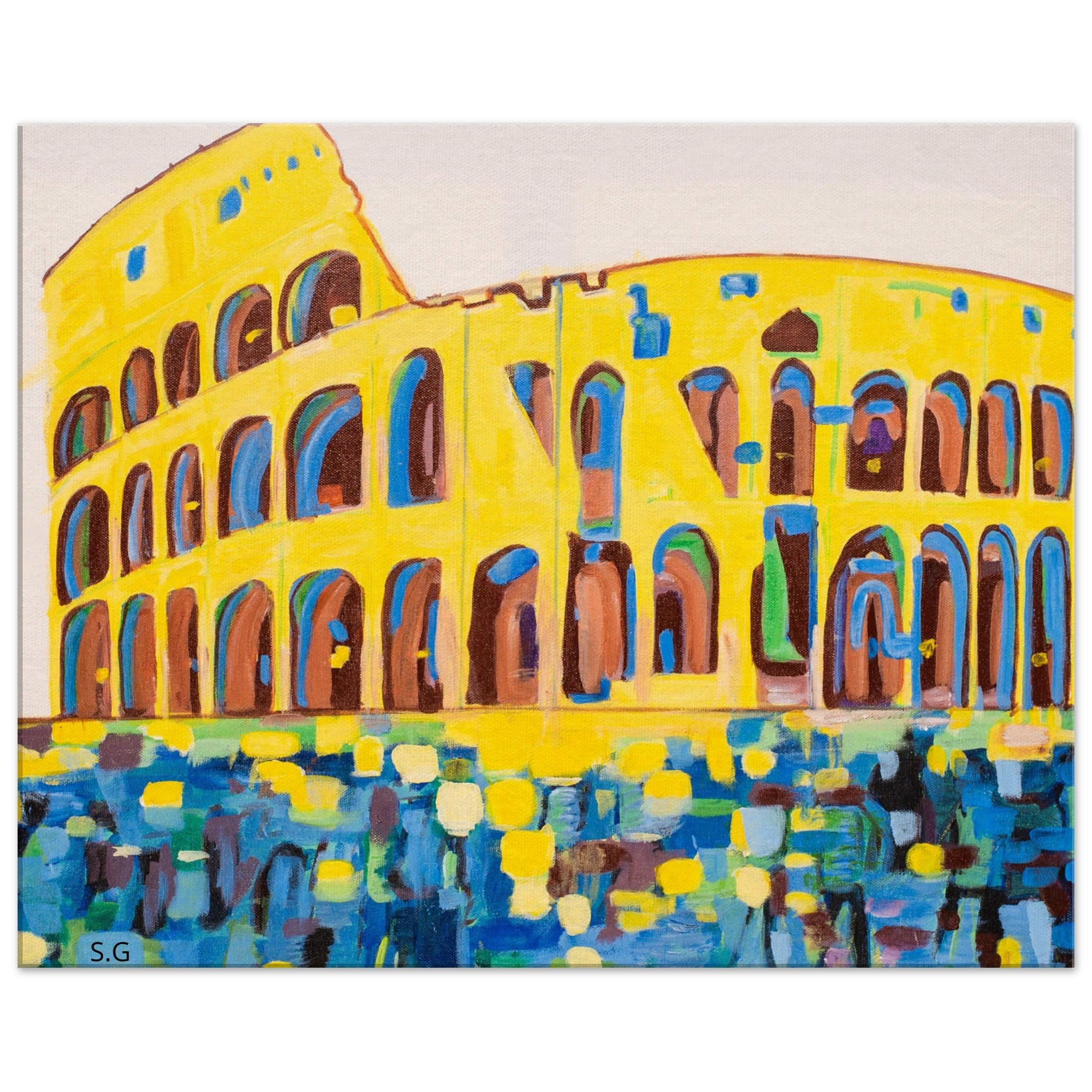 Roma Colosseum Abstract Acrylic Painting on Canvas