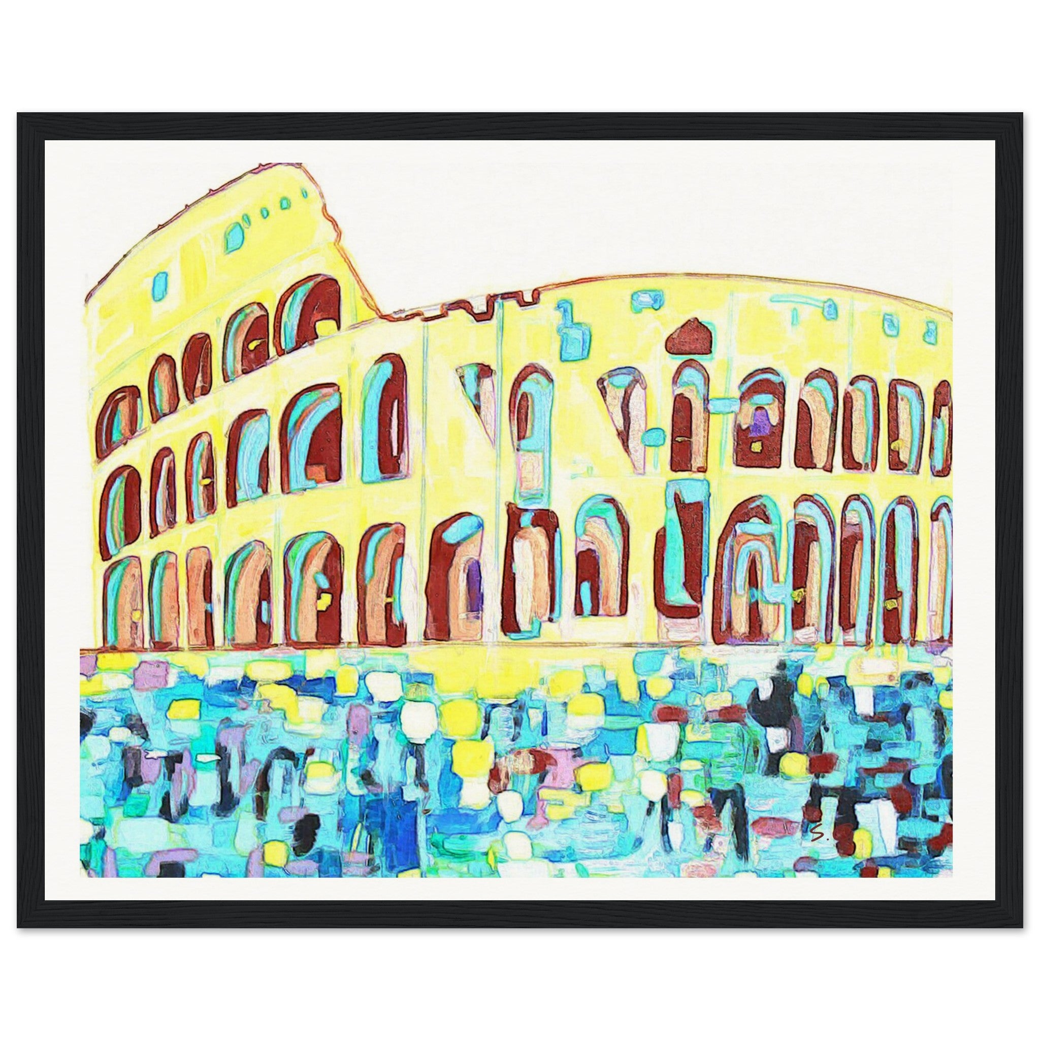 Acrylic Painting of the Colosseum on Museum-Quality Matte Paper Wooden Framed Poster Surreal Style