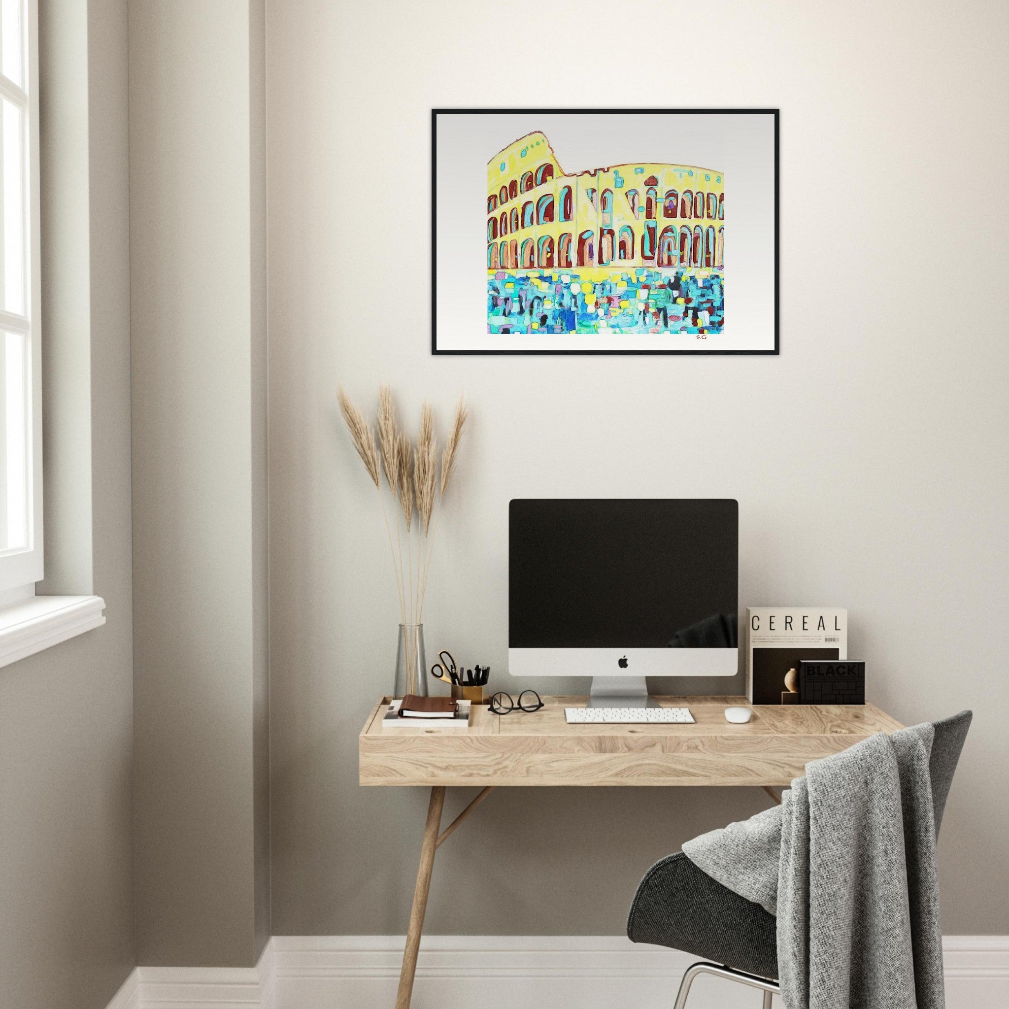 Acrylic Painting of the Colosseum on Museum-Quality Matte Paper Wooden Framed Poster Surreal Style