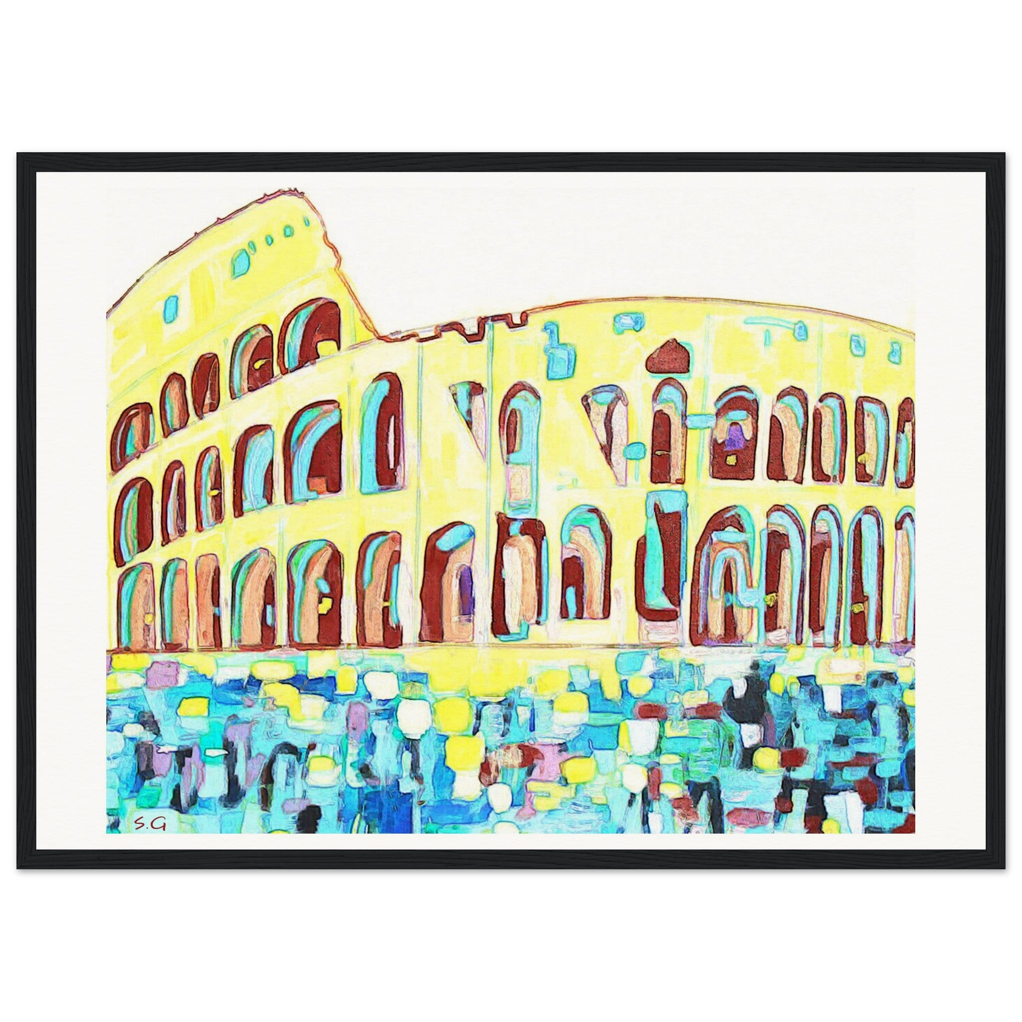 Acrylic Painting of the Colosseum on Museum-Quality Matte Paper Wooden Framed Poster Surreal Style