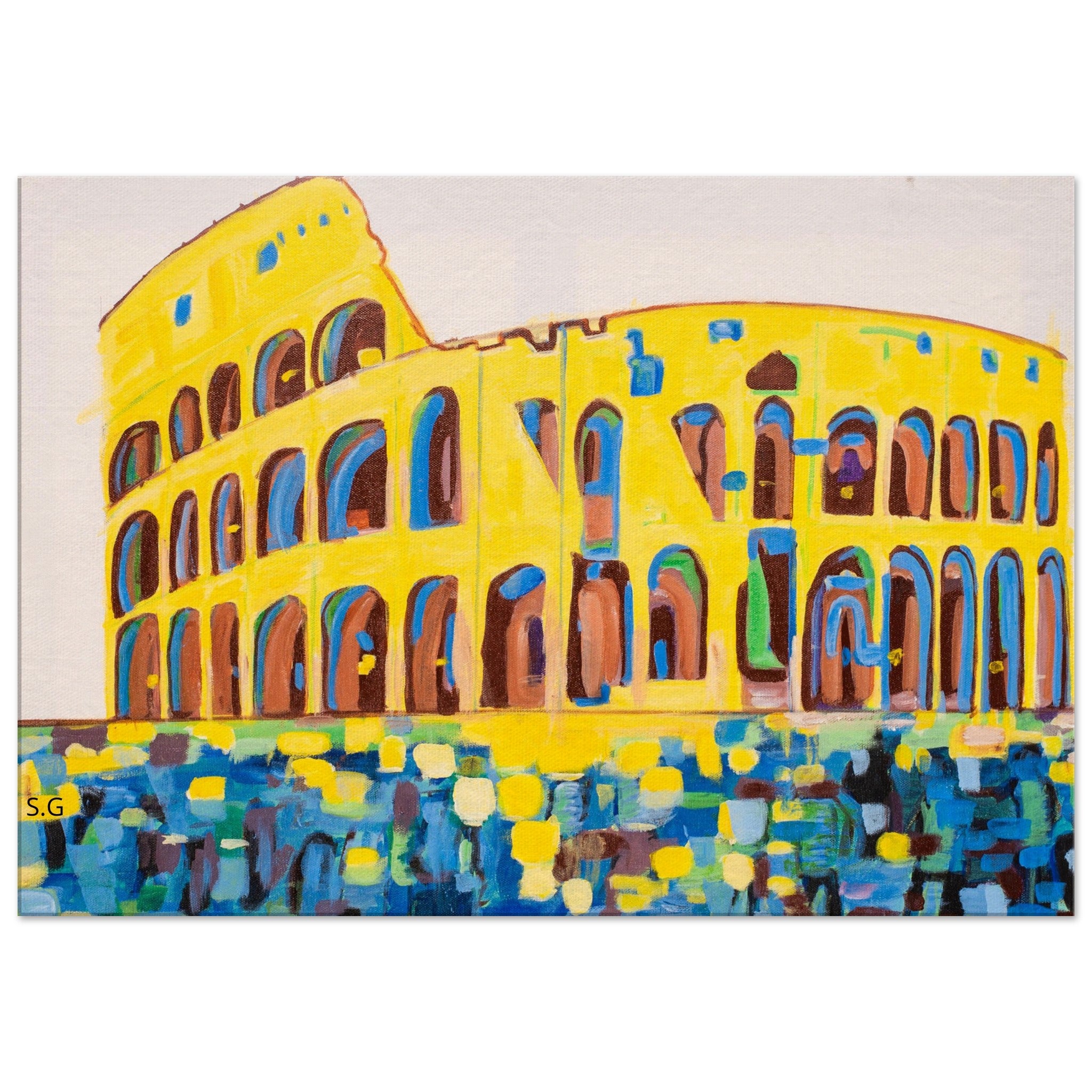 Roma Colosseum Abstract Acrylic Painting on Canvas