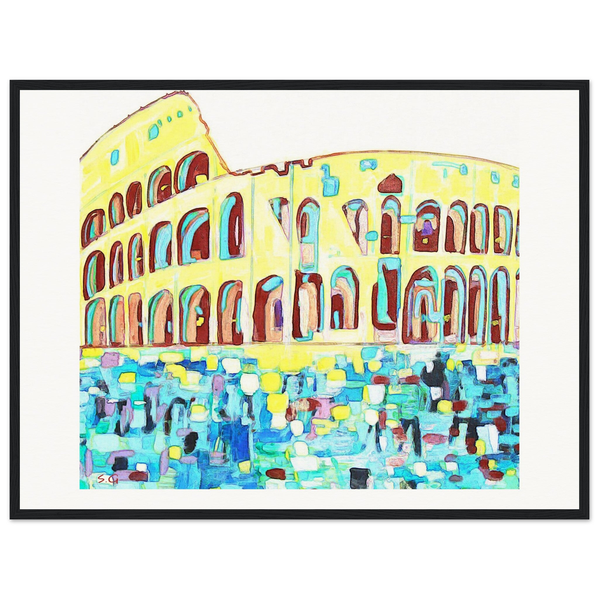 Acrylic Painting of the Colosseum on Museum-Quality Matte Paper Wooden Framed Poster Surreal Style