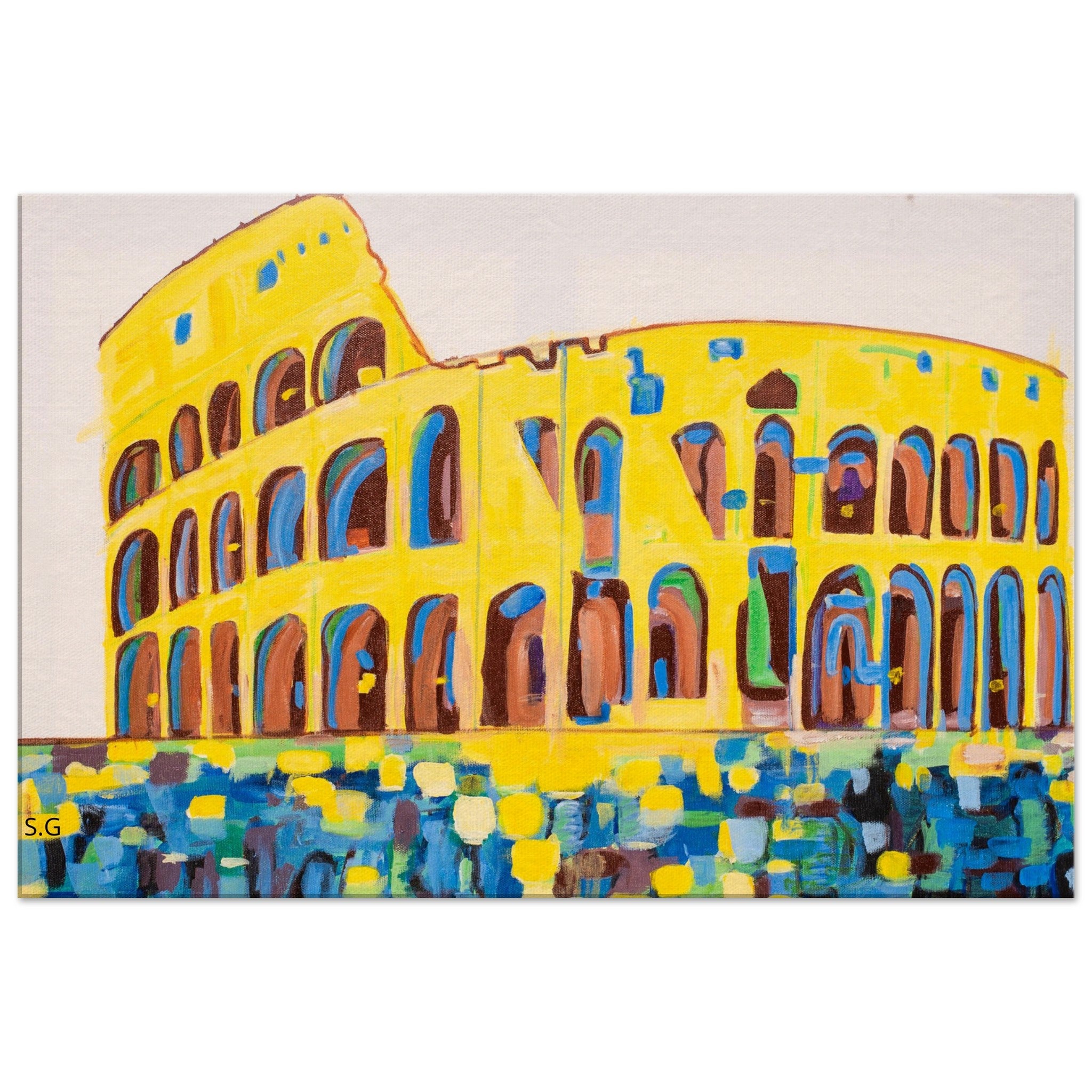 Roma Colosseum Abstract Acrylic Painting on Canvas