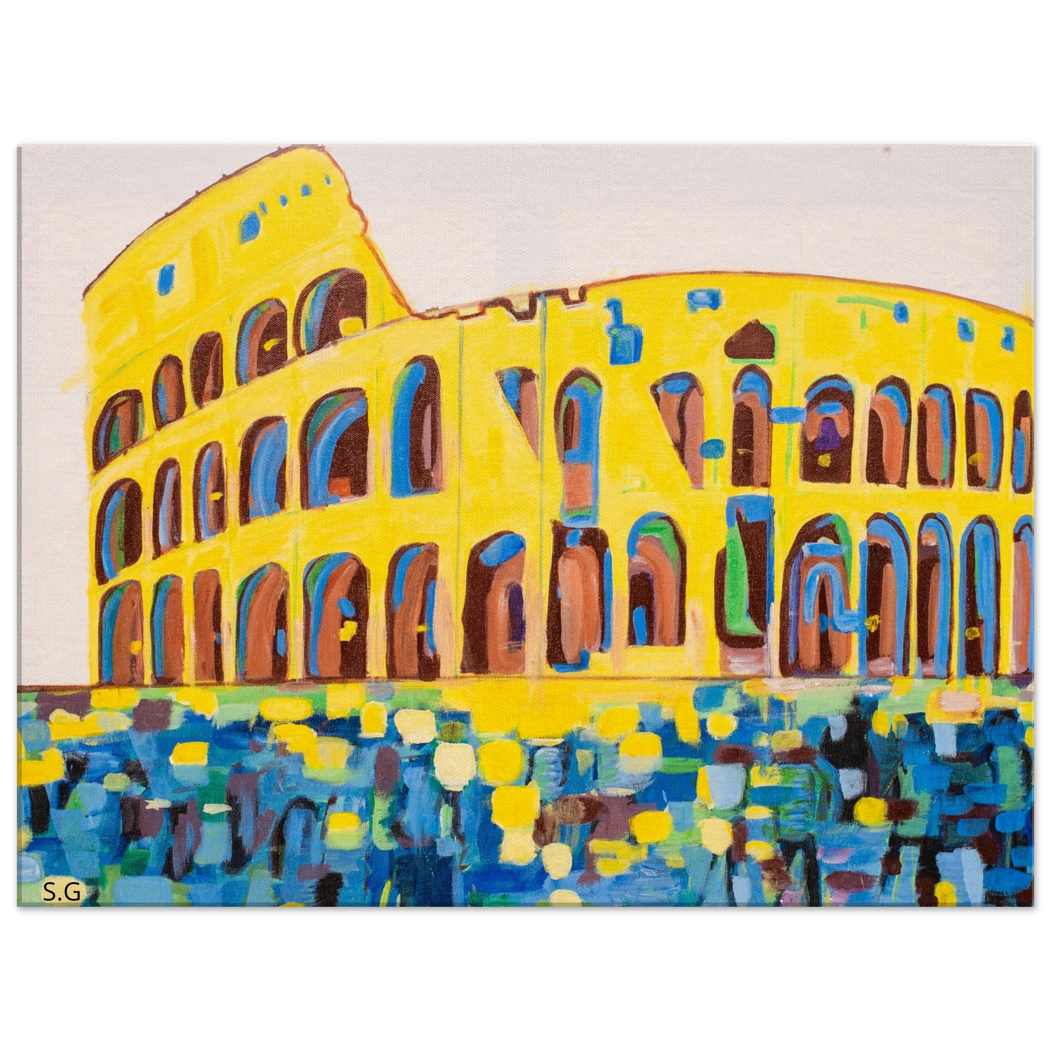 Roma Colosseum Abstract Acrylic Painting on Canvas