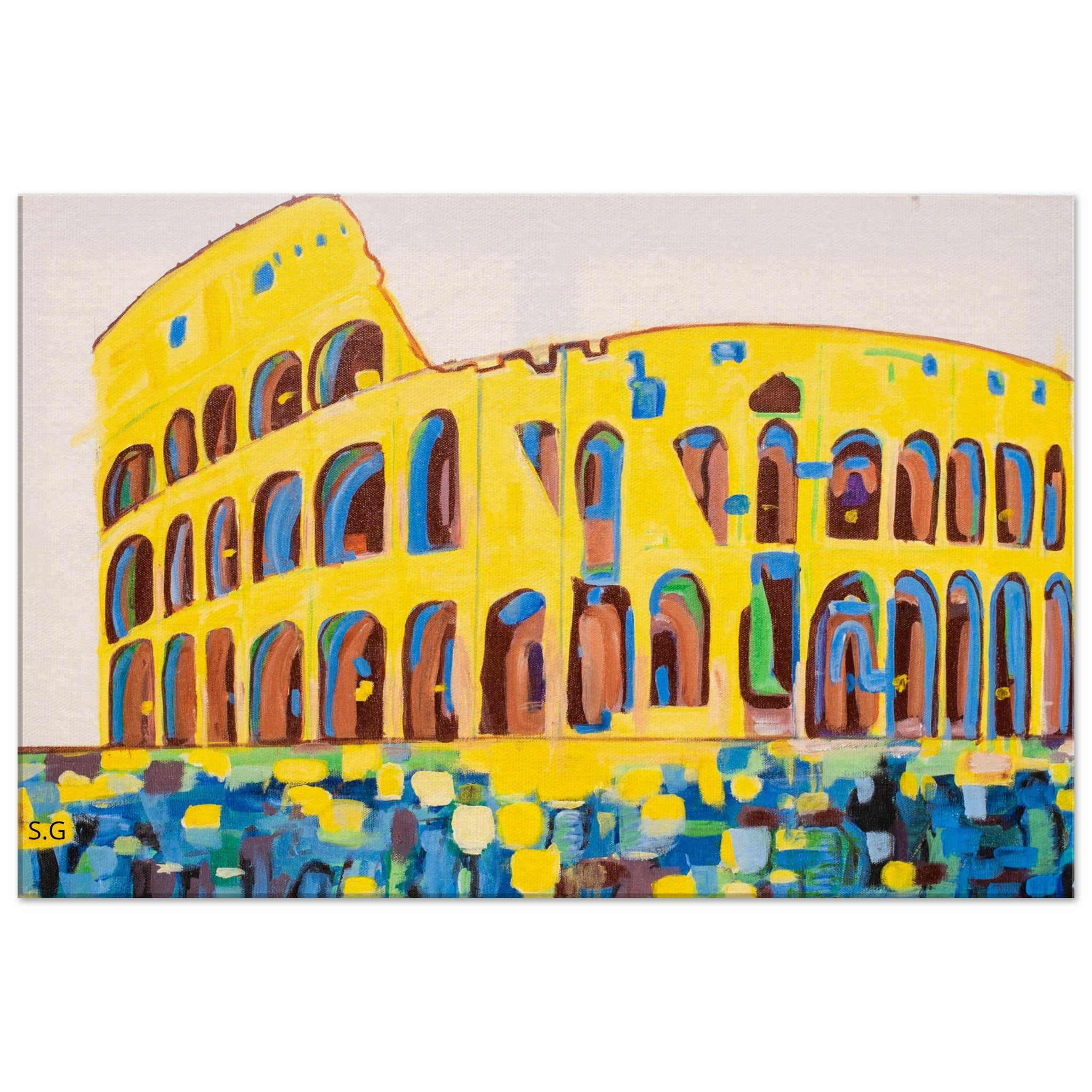 Roma Colosseum Abstract Acrylic Painting on Canvas