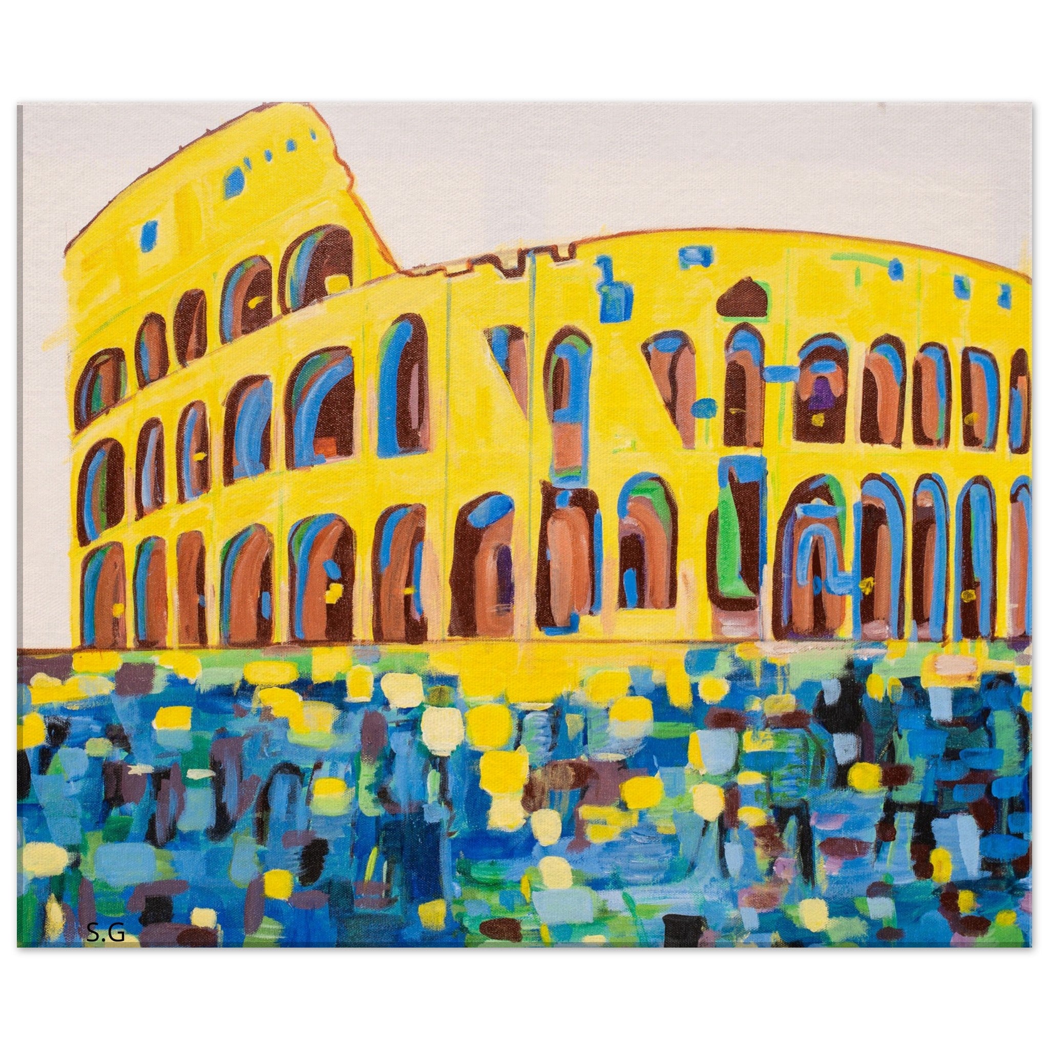 Roma Colosseum Abstract Acrylic Painting on Canvas